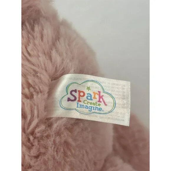 Smart Create Imagine Pink Plush Bunny Baby Rattle Embroidered Eyes Satin Ears - Picture 5 of 9